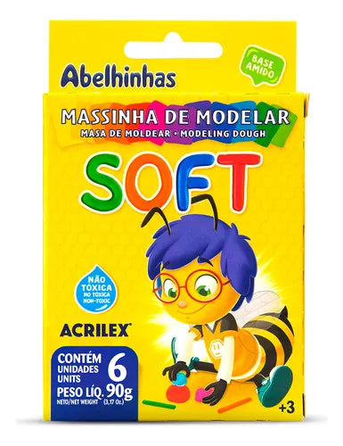 Masssinha De Modelar Soft 90g 6unidades Acrilex Abelhinhas