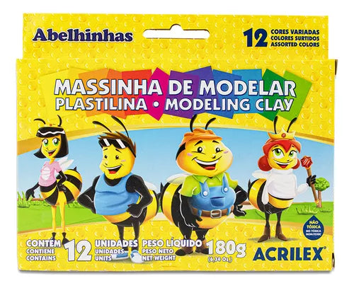 Masssinha De Modelar Soft 180g 12unidades Acrilex Abelhinhas